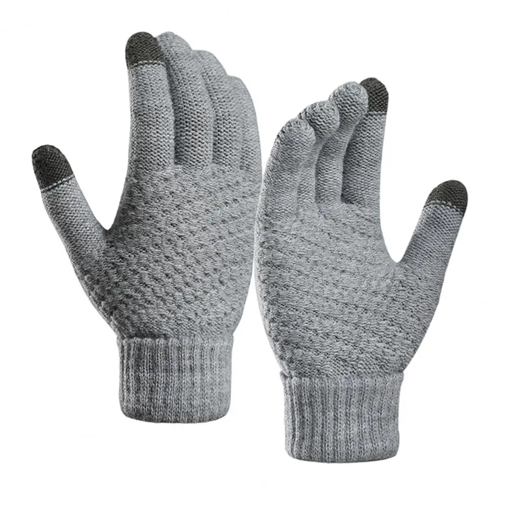 Winter Knitted Gloves Warm Stylish Knitting Gloves for Women Men Windproof Gloves with Ribbed Cuffs for Autumn