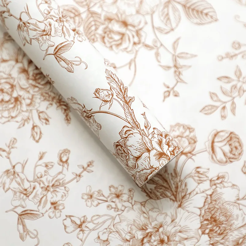 Retro Wrapping Paper Romantic Flower Wrapping Paper Kraft Gift Paper Florist Bouquet Packaging Material For Gift Wrapping Pack