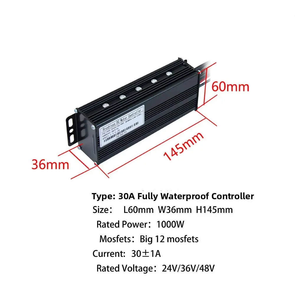Brushless motor controller for Ebike 24V 36V 48V sine wave three mode max current 30A supports 750W 1000W power