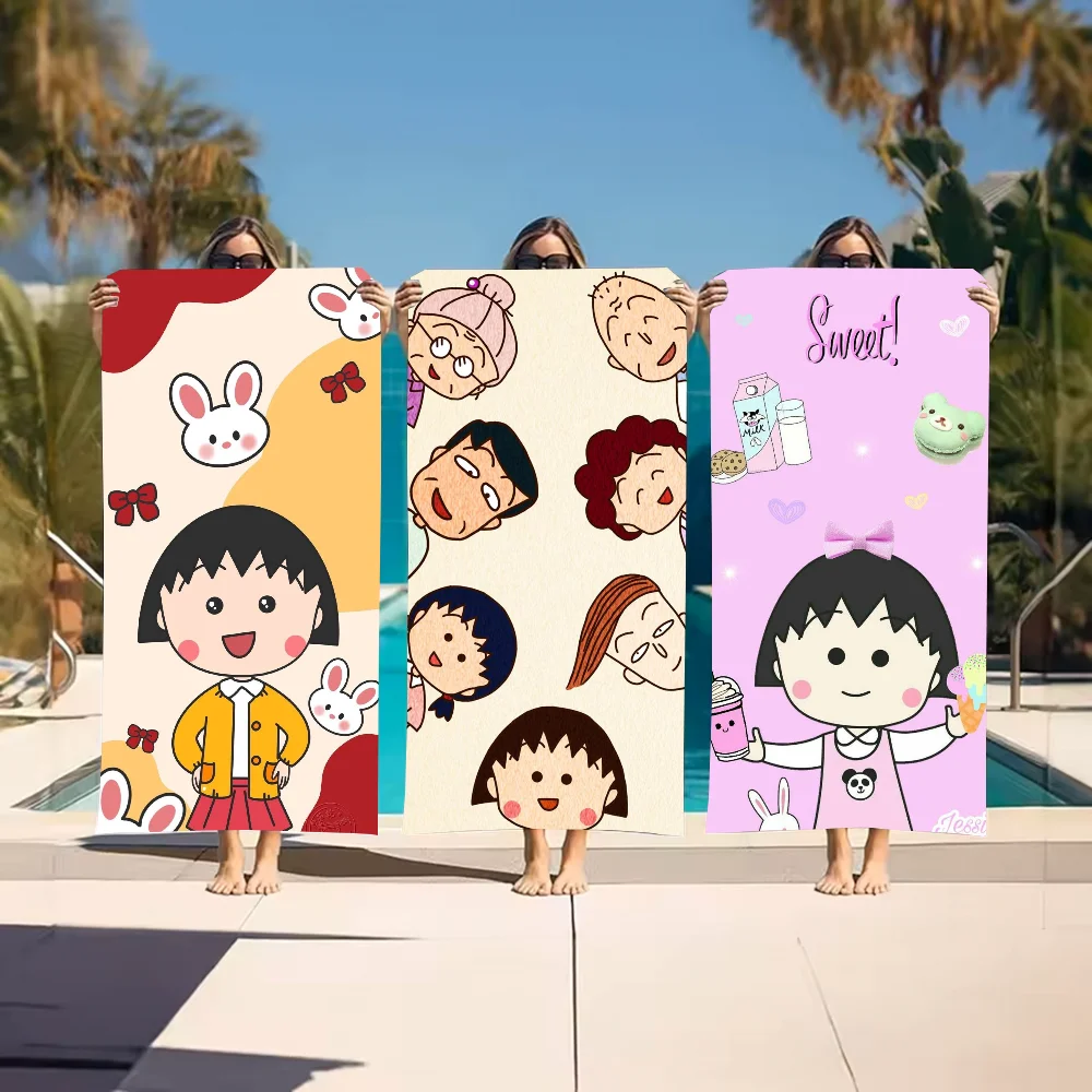 

Catoon Cute C-Chibi Maruko-Chans Towel Beach Towel Large Size Outdoor Travel Camping Absorbent toallas Towels Summer Swimming