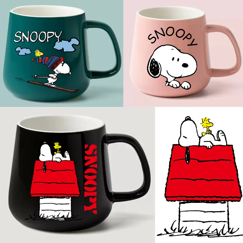

Керамическая кружка Snoopy, аниме, кофейная чашка, кружки для чая с молоком, милая пара, офисные керамические чашки для напитков, керамическая посуда для напитков, подарок 400 мл