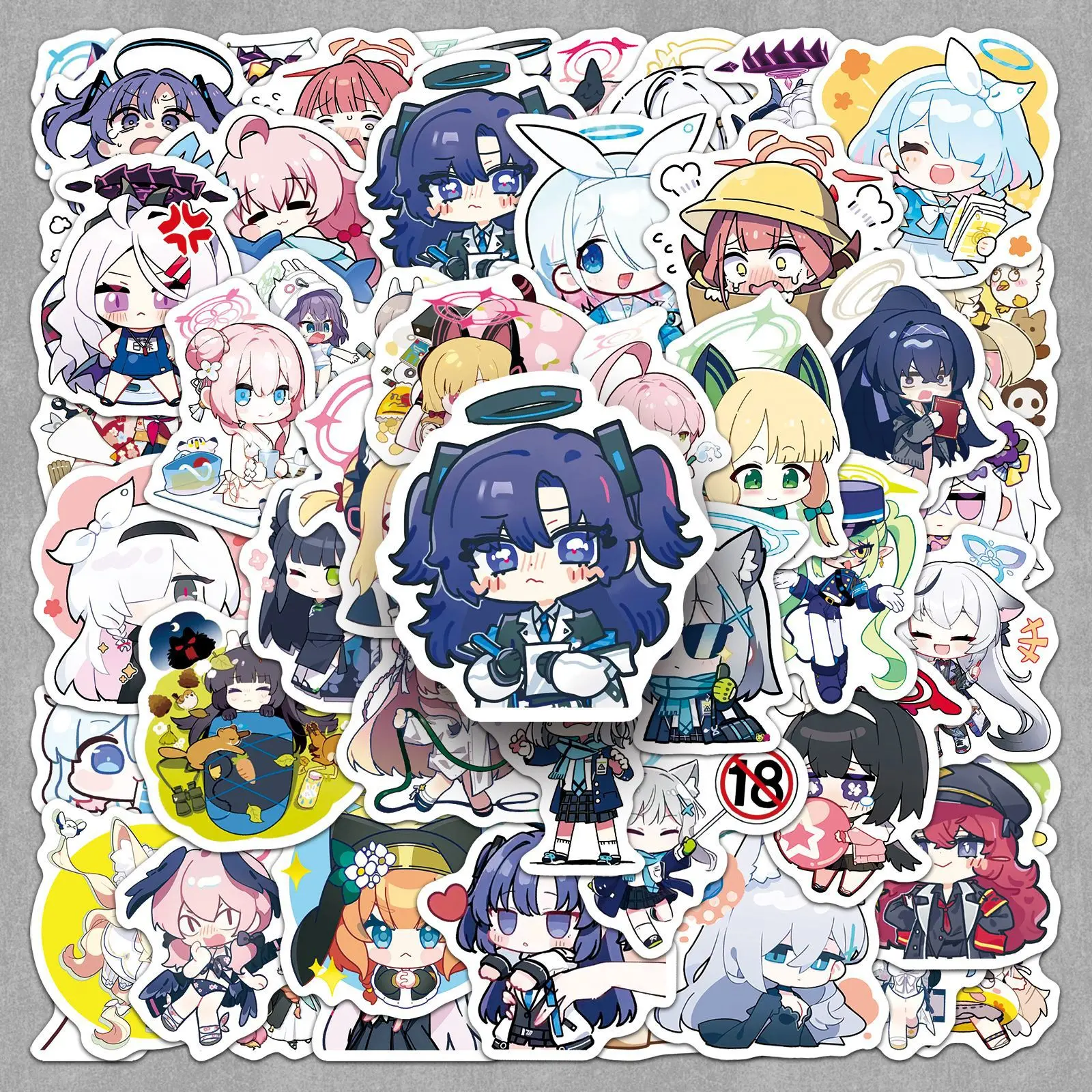 50PCS Q-versie Blauw Archief De Animatie Japanse Animatie Leuke Decoratie Bagage Telefoonhoes Waterdichte Sticker Kinderspeelgoed