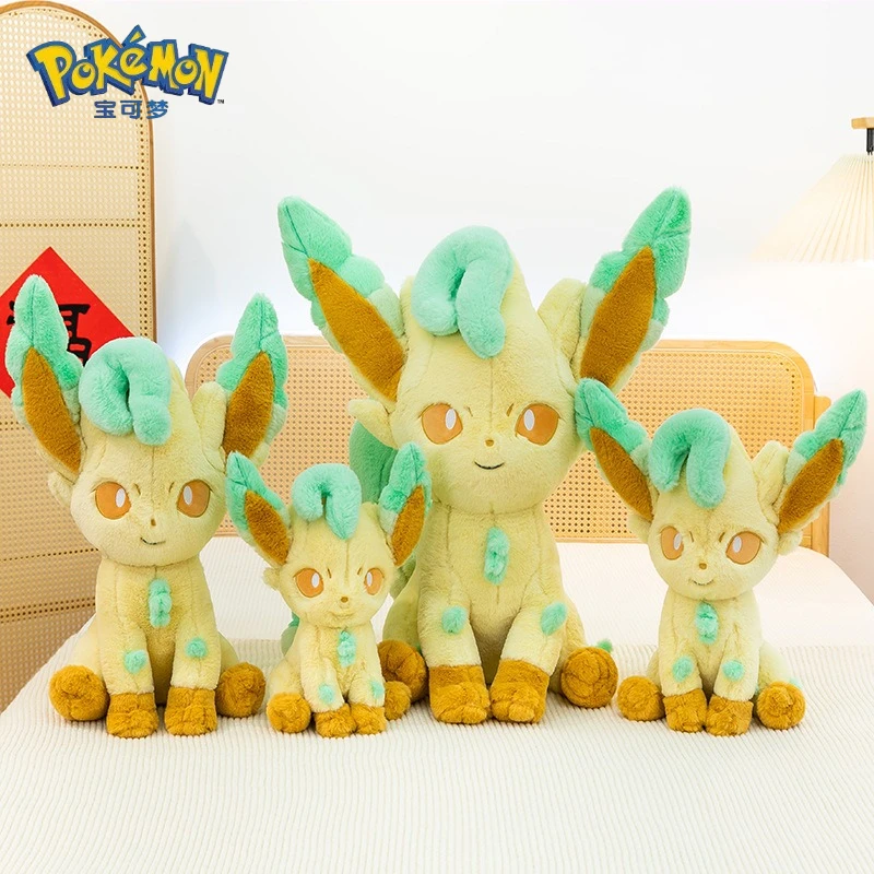 80CM Big Size Leafeon Pokemon Plush Toys Doll Kawaii Room Ornament Stuffed Plushies Cartoon Eevee Soft Pillow Birthday Gift