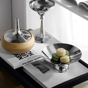 Luxury silver dessert plate of high -foot stainless steel dish to serve fruit dishes for cake decoration for home kitchen table 10 Main Luxury Frute Sales - №6