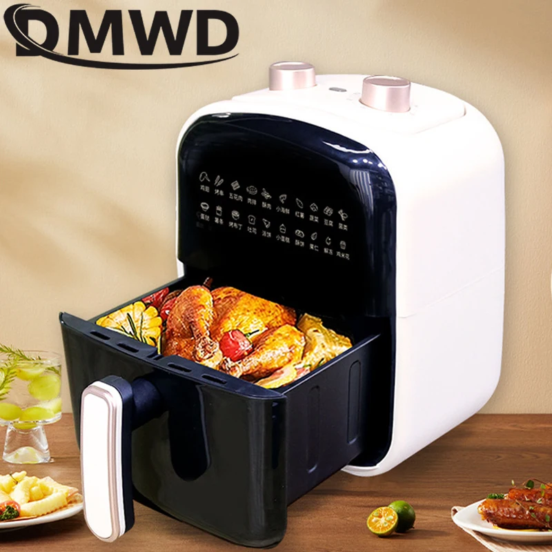 6L Electric Oil Free Fryer Air frying Oven Multifunction 360°Baking Without Oil French Fries Pizza Machine Fried Chicken Oven