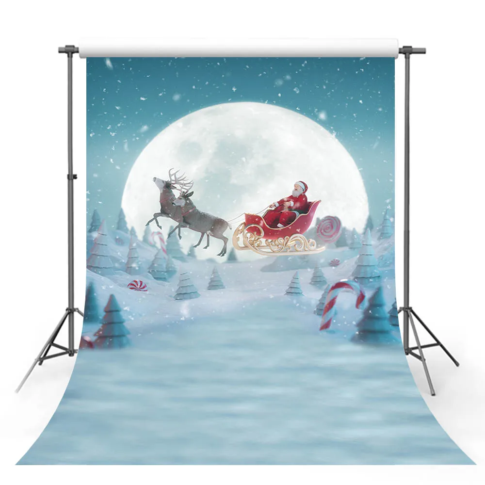 Mehofond Christmas Party Photography Backdrop Santa Claus Snow Scenic Kids Holiday Portrait Background Moon Wonderland Photos