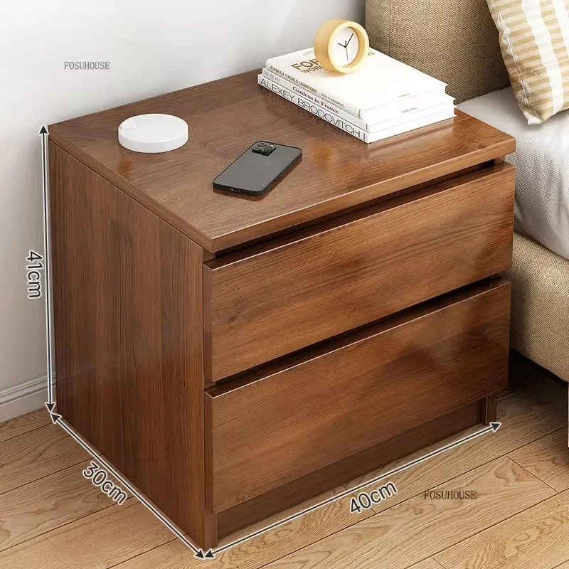 #Retro Wooden Bedside Table Bedroom Carved Lockable Nightstands Nordic Small Apartment Bedroom Storage Cabinets Home Furniture Z