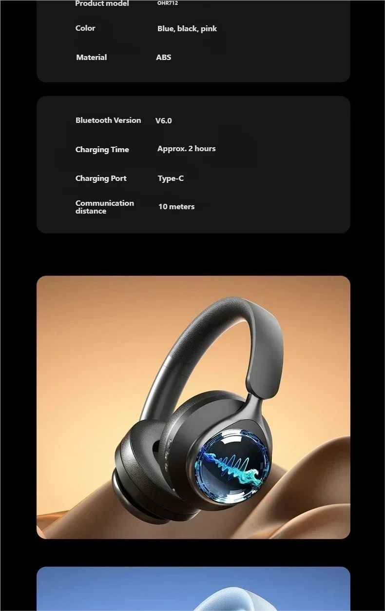 Acer Wireless Bluetooth Over-ear Headphones With Stereo Sound_voghion.com