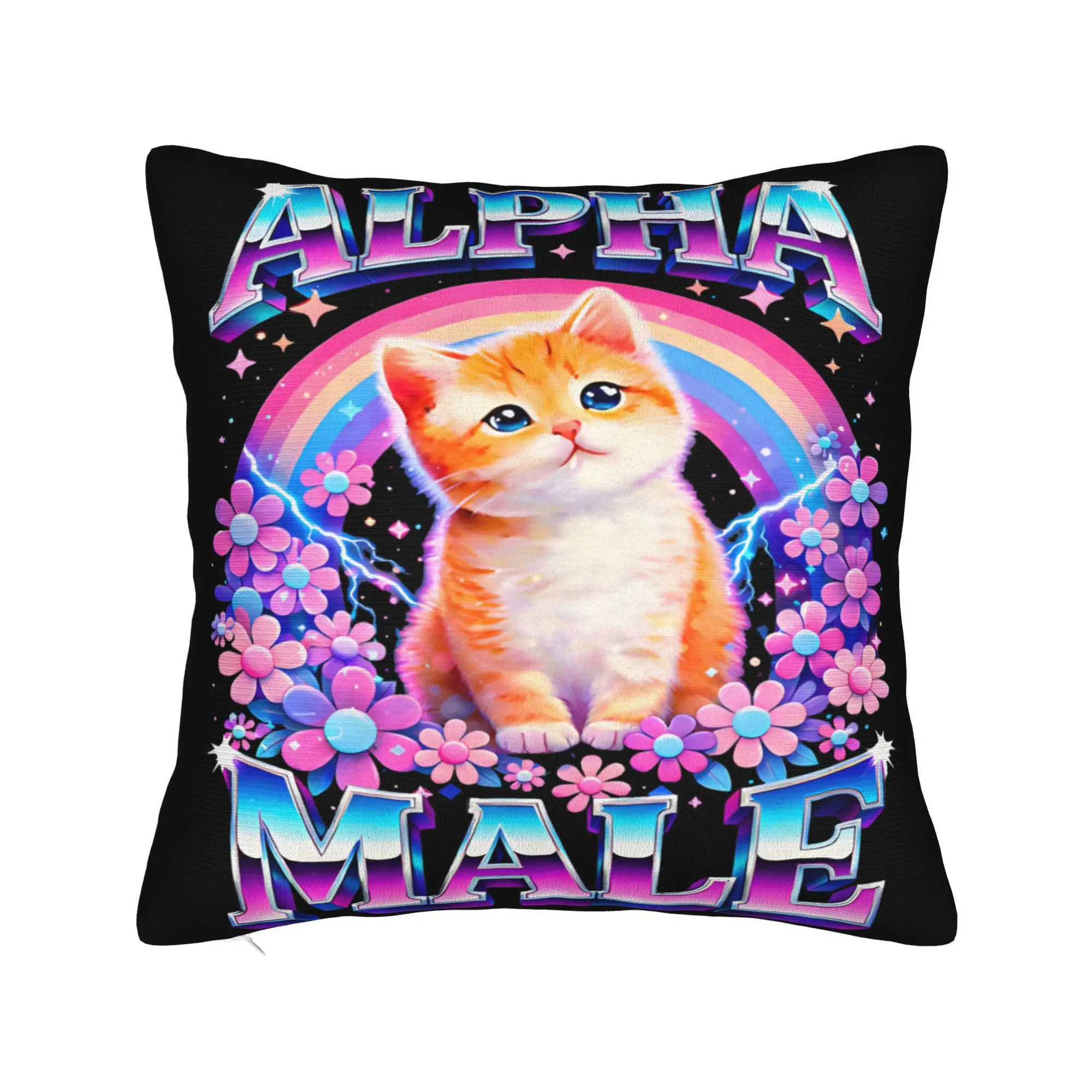 Alpha Male Cat Kitten Funny  Pillow Cover Stuff Printed Cushion Cover Decorations  Throw Pillow Case Cover Chair Multi Size
