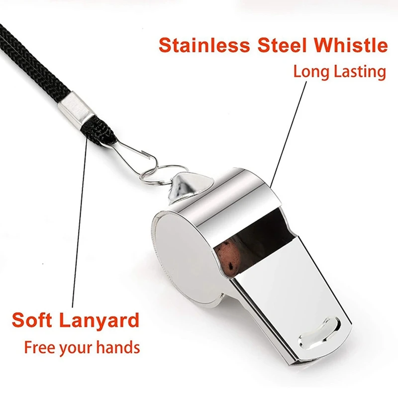 Extra Loud Sports Outdoor Whistle With Lanyard Referee Outdoor Metal Whistle