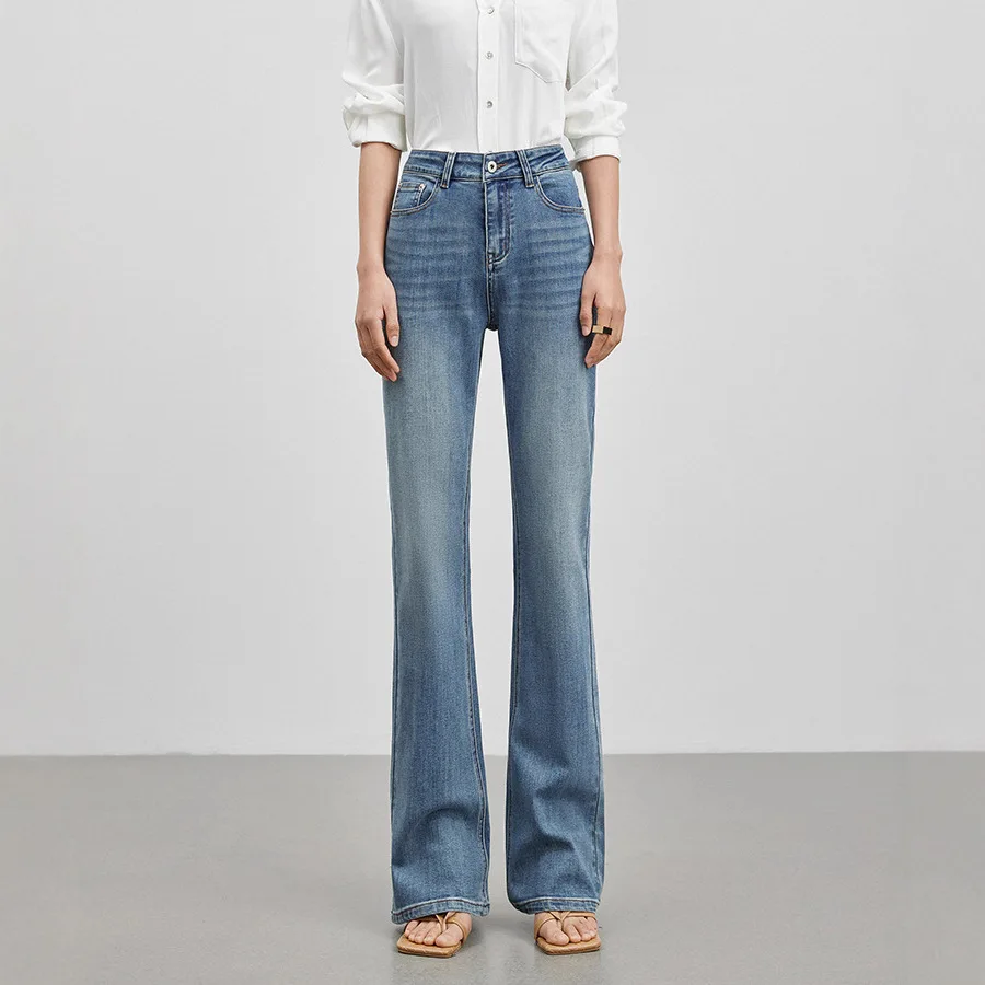 

Flared Jeans Spring 2026 New Commuter Style Casual Versatile Women's Pants Solid Color Denim Trousers For Women