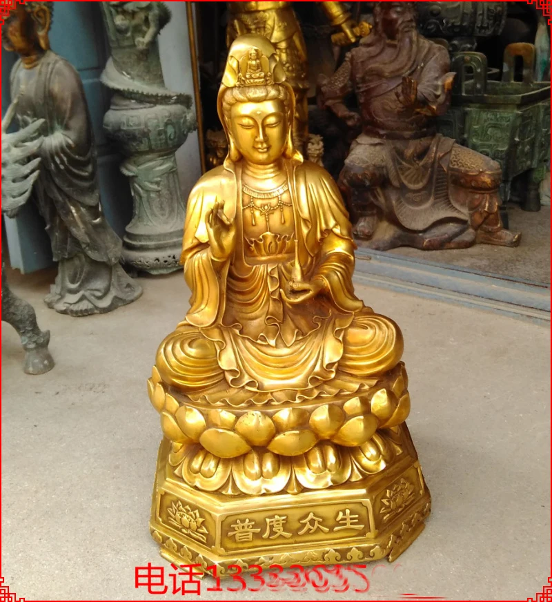 51CM large Huge-HOME HOUSE SHOP hall lobby Effective Blessing Talisman Buddhist Guanyin PUSA Buddha brass art statue sculpture