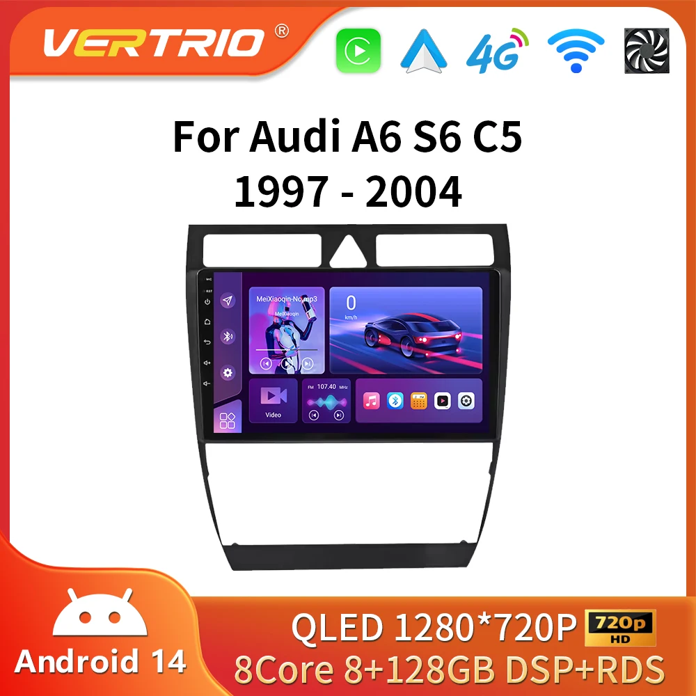 Android 16 For Audi A6 C5 1997-2004 S6 2 1999 - 2004 RS6 1 2002-2006 Car Radio Video Player Multimedia GPS Navigation Carplay 4G