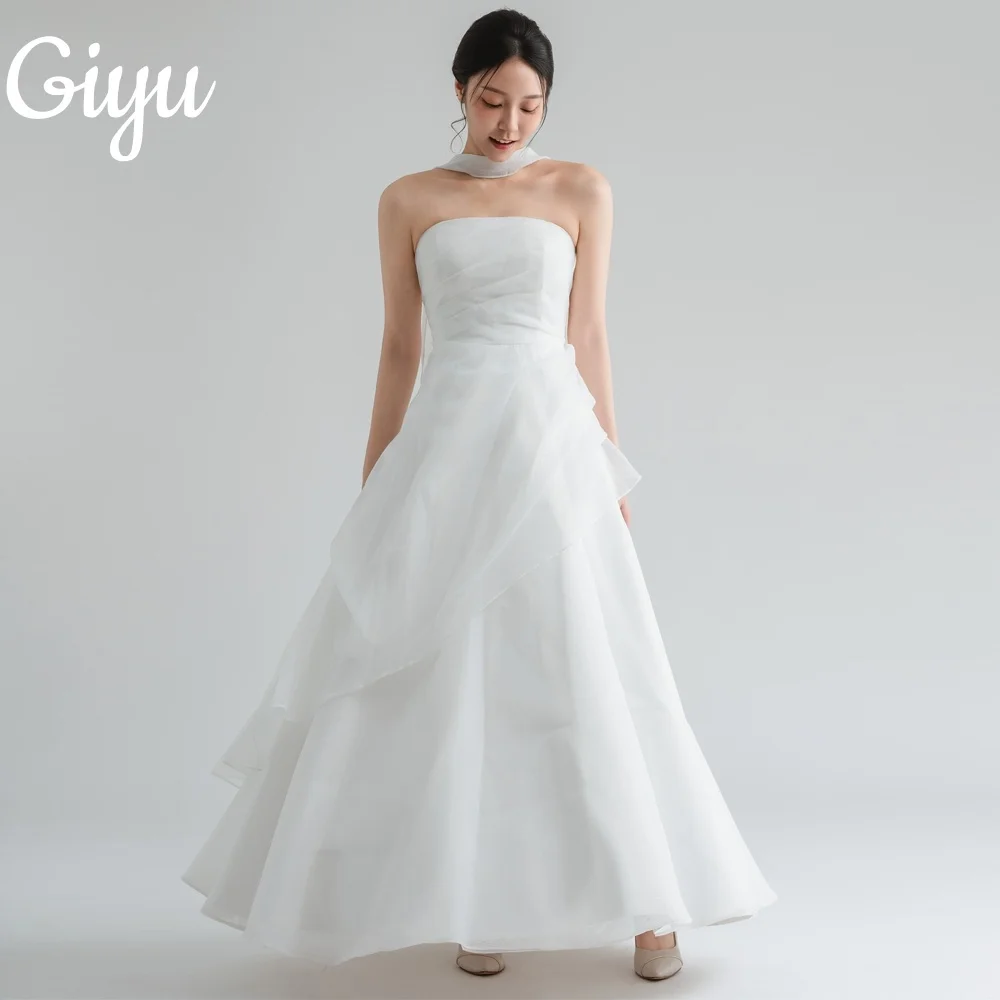 

Giyu New Customized Modern A-line Wedding Dresses Strapless Pleat Shawl Korea Photoshoot 웨딩드레스 Bridal Gown Floor-Length 2025