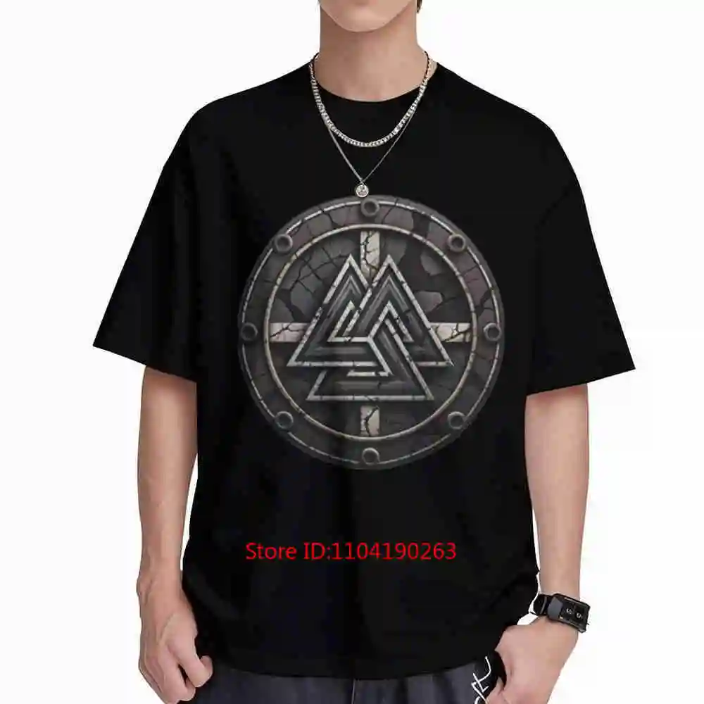 Viking Valknut Symbol Norse Asgard Shield Short Sleeve Tee 100% Cotton T-Shirt