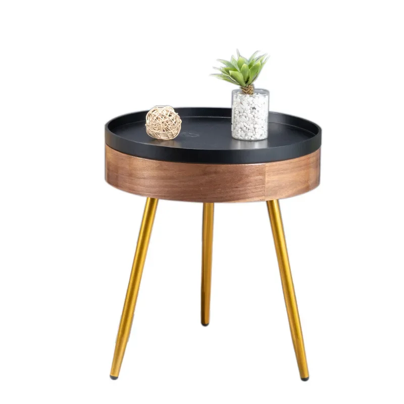 

Nordic simple living room round side table, living room sofa side storage corner, bedroom bedside small round table