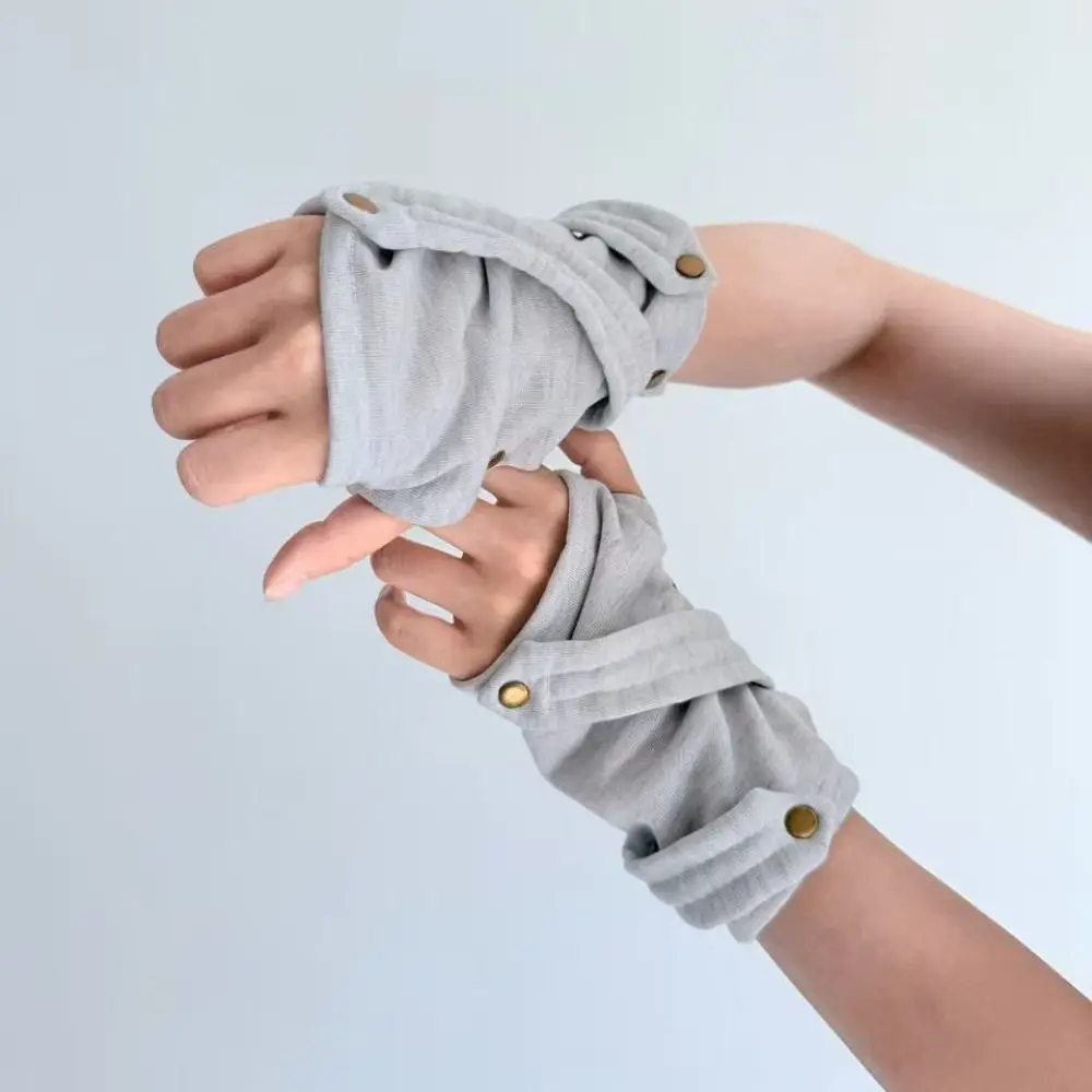 Snap-Button Closure Half Finger Gloves Warm Unisex Street Dance Gloves Breathable Decorative Design Fingerless Gloves For Couple
