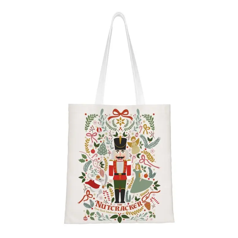 The Nutcracker Christmas Grocery Shopping Tote Bags Women Funny Canvas Shopper Shoulder Bag Large Capacity Handbags