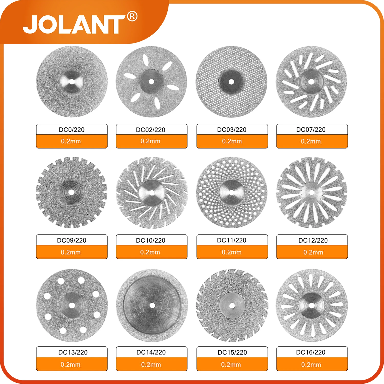 5pcs/Pack JOLANT Dental Diamond Disc Disks 0.20mm Ultra-thin Double Sided Grit Cutting Disc Tool Dentistry Polishing Tools