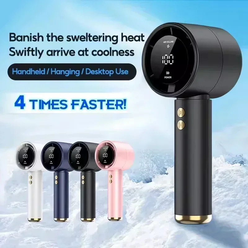 Mini Turbo Fan 100 Levels Adjustable Portable Handheld USB Rechargeable Ultra-High Wind Speed Airflow Cooling Fan Office Travel