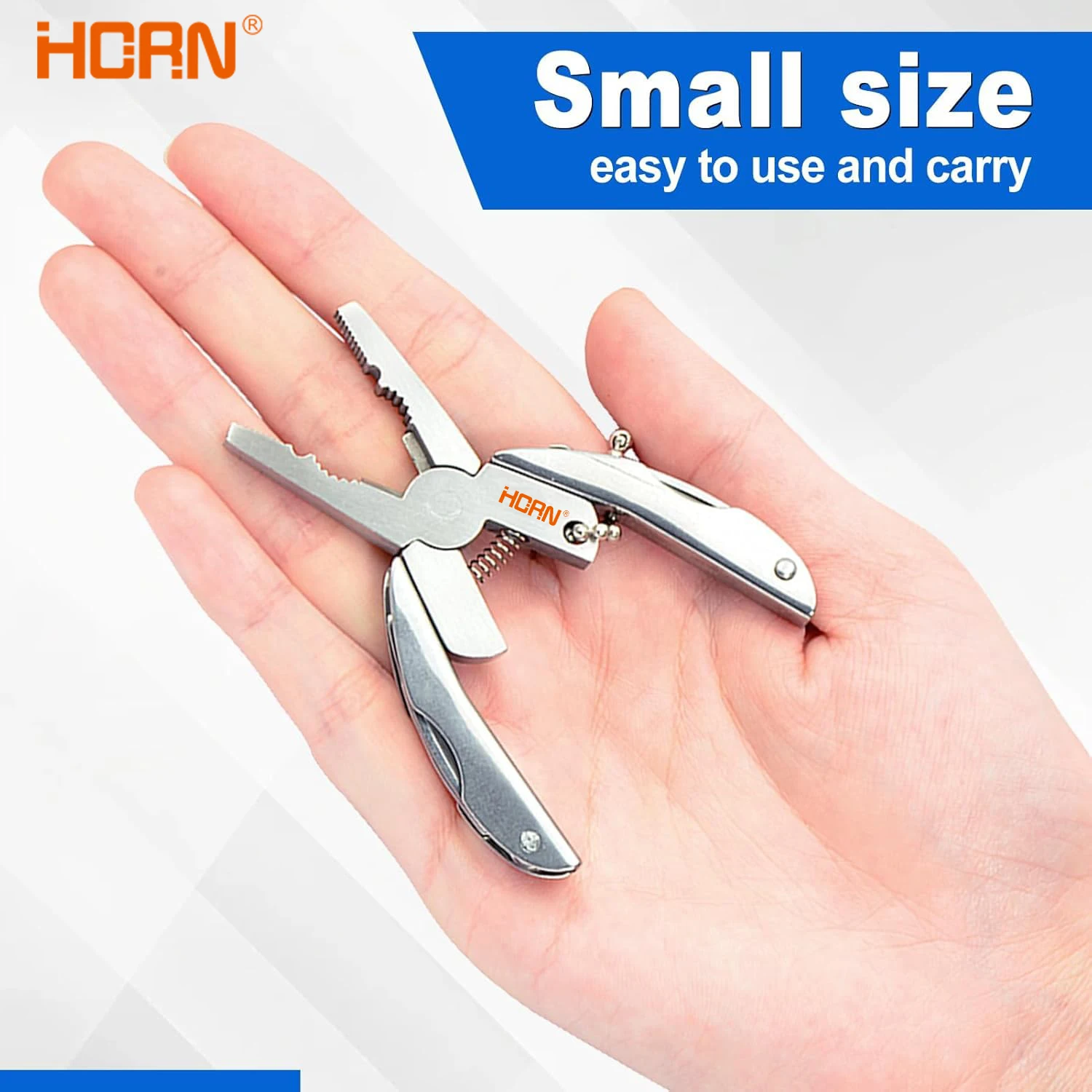 HORN 6 IN 1 Portable Stainless Steel Multi-Tool Pliers Knife Keychain Screwdriver Travel Kits Perfect For Outdoor Use
