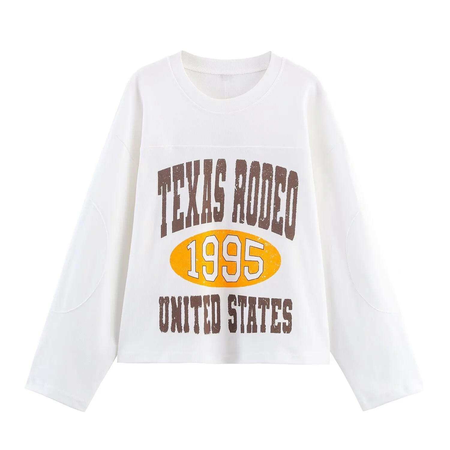 

PB&ZA2025 autumn new women's casual fashion temperament loose contrast color printing round neck long sleeve sweatshirt