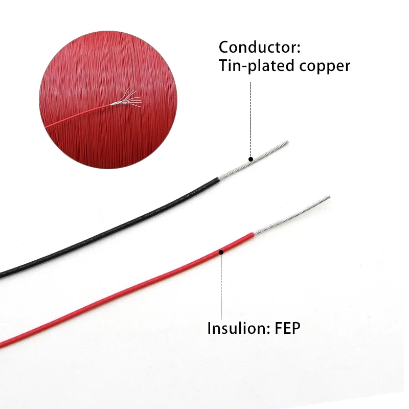 10~100m Ultra Fine 10064 Electronic Wire 40 36 34 32 30 28 26AWG Micro Wire DIY Soldering FEP Insulation Tinned Copper Cable