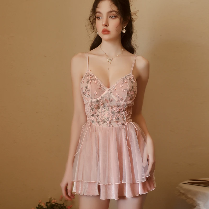 مجموعة ملابس نوم نسائية بمقاسات كبيرة: قميص نوم بوش أب من Underwire + رداء، ملابس منزلية ناعمة للنوم المريح