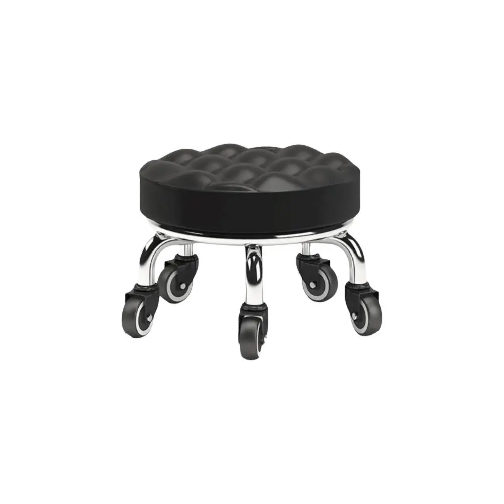PU Leather Rotating Rolling Stool 360 Degree Rotating Universal Wheel Round Stool With Wheels Sturdy Height Weight Capacity
