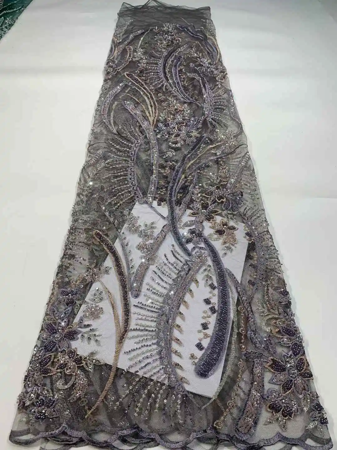 الخرز الفاخر الدانتيل الأفريقي 2025 جودة عالية 5 ياردة الخرز اليدوية الترتر النسيج نيجيريا لفستان الحفلات المسائية ،