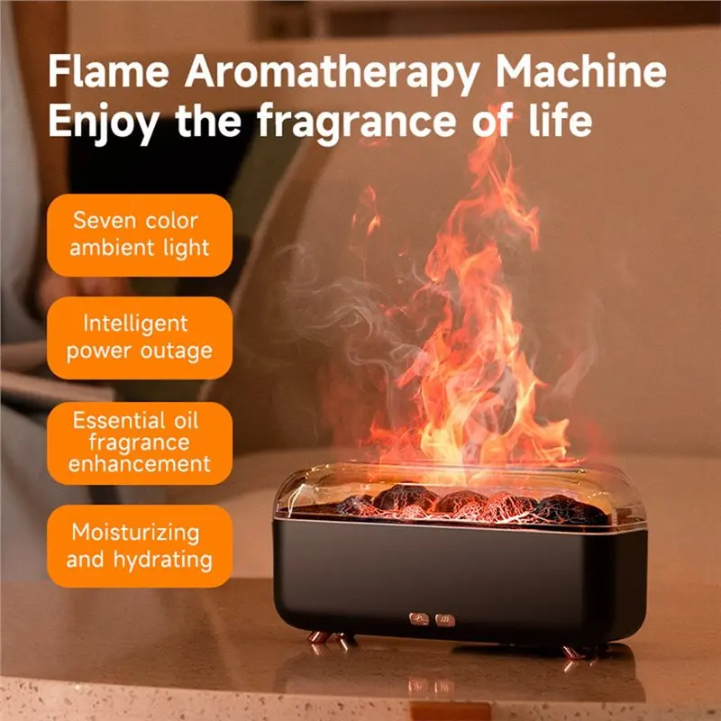A66T-USB Operated 300Ml Mini Volcanic Lava Essential Oil Diffuser Flame Aroma Fragrance Humidifier Small Household Machine B