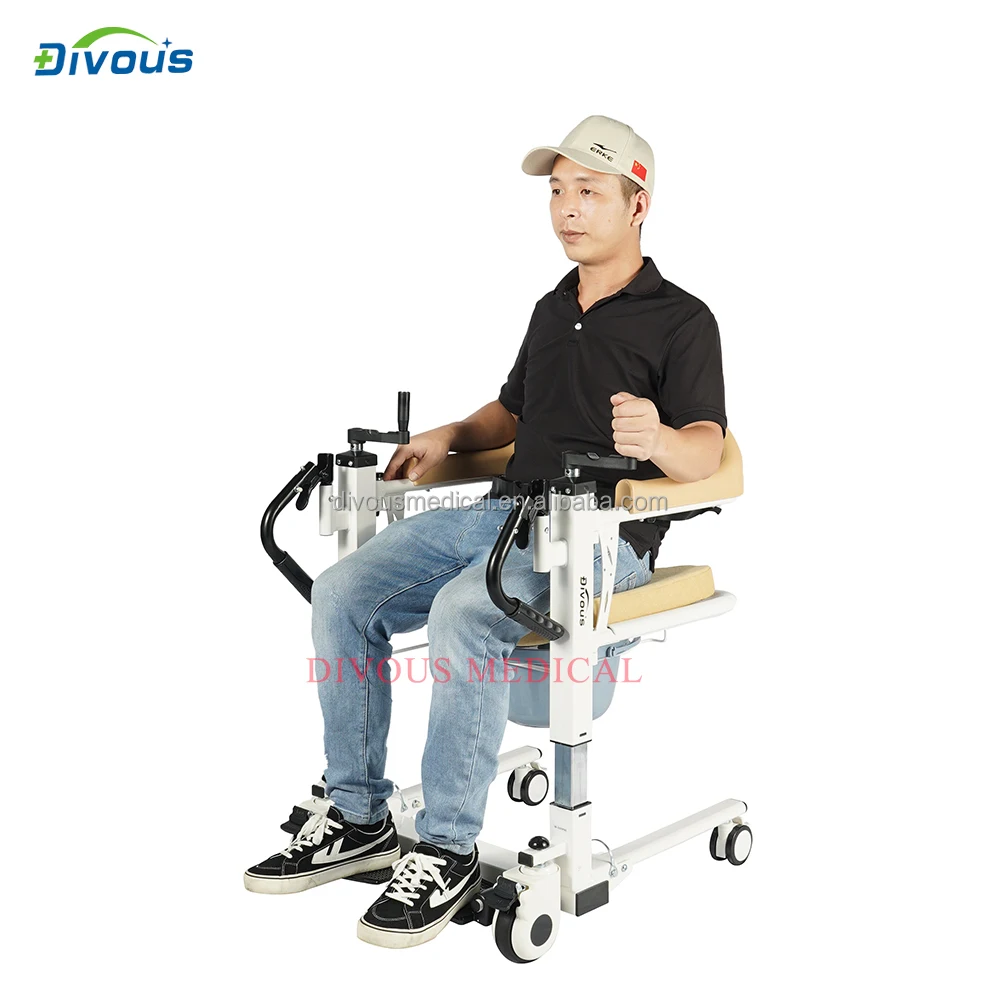 

Manual Transfer Chair Rehabilitation Movable Nursing Adjustable Control Manual Patient Commode Chair