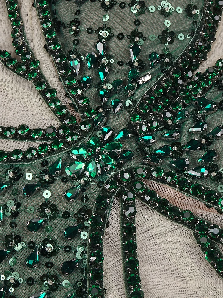 Frauen Ausgehöhlte Lange Kleider Licht Luxus Maxi Kleid Heavy Duty Pailletten Nagel Perlen Bodycon Abend Party Vestidos