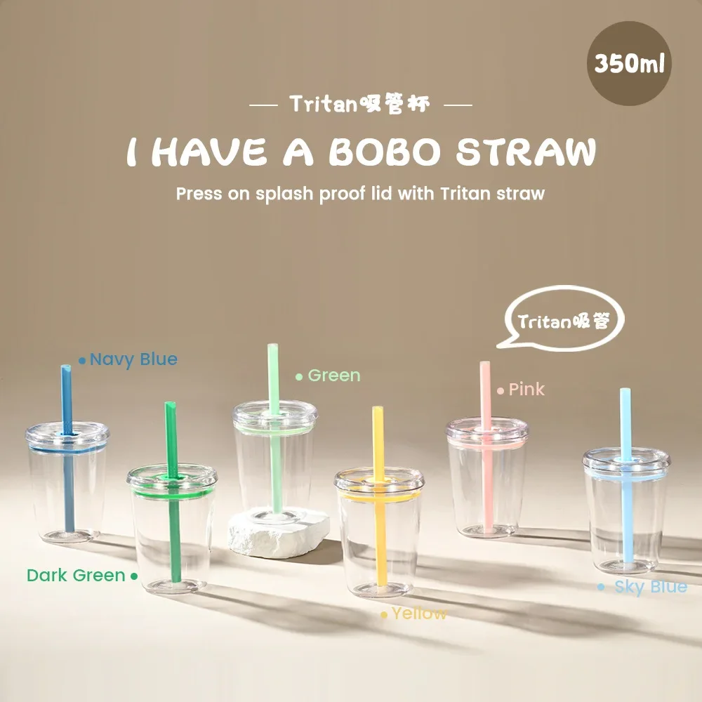 350ml Tritan Single-layer Water Cup With Straw And Sealed Lid For Women And Students,Outdoor Drinking Utensils,Gift Coffee Mug