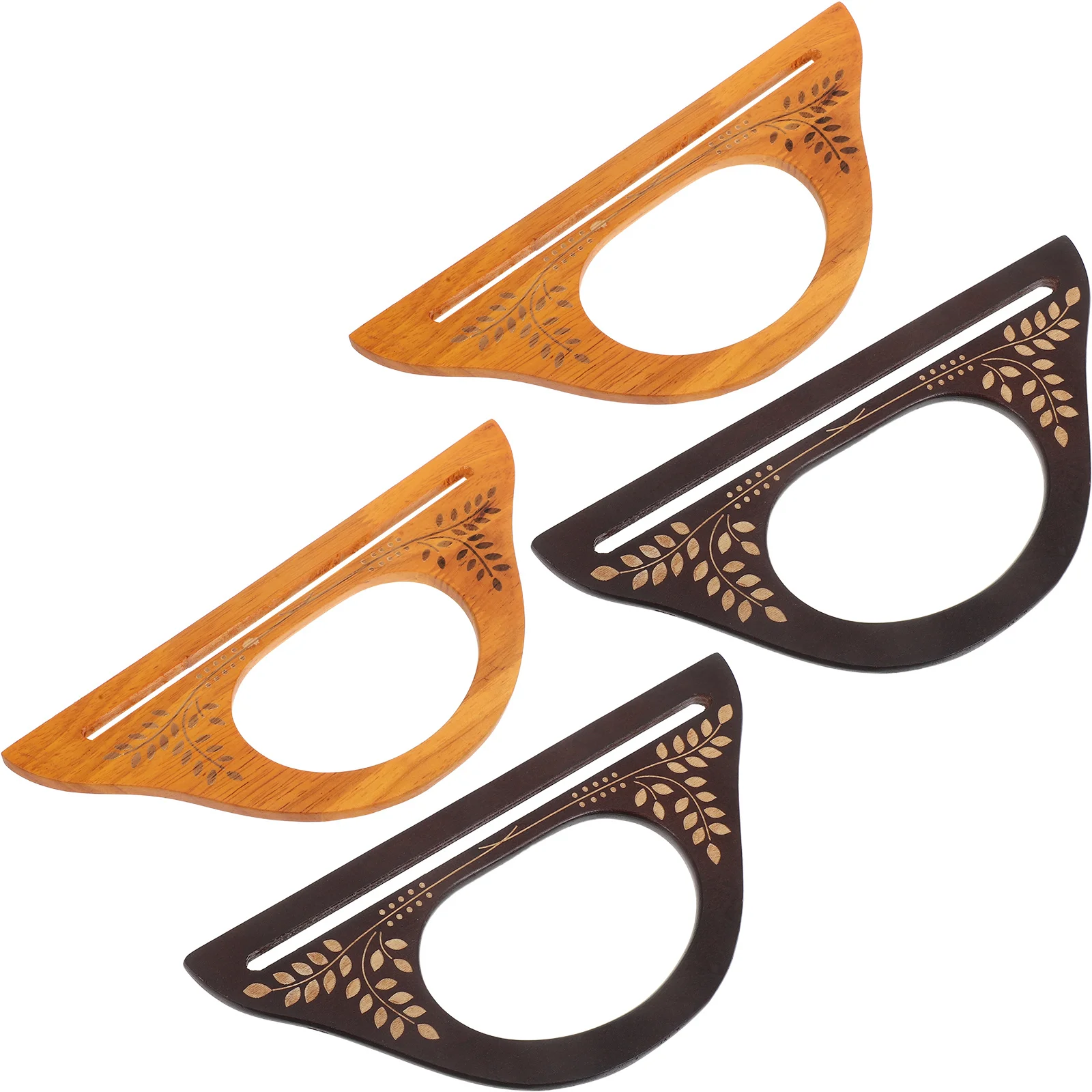 

4Pcs Hand-Carved D-Shaped Wooden Bag Handles Vintage Style Sturdy Wood Purse Replacement Grip 9.8x4.5x0.3inch Crochet Tote Bag