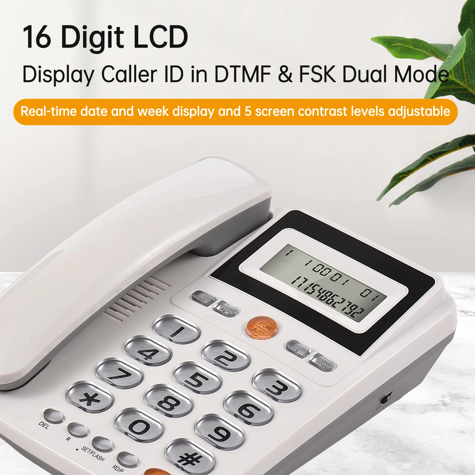 Corded Landline Phone Big Button Corded Telephone for Elderly Seniors Phone LCD Display Flash/ Redial/ Hands Free Functions