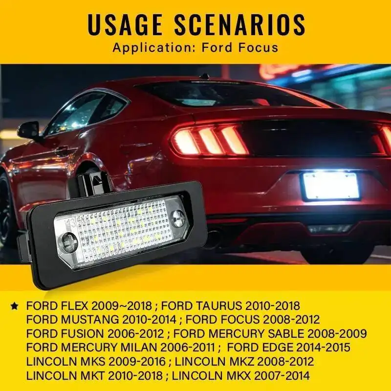 Canbus LED Bulb No Error Car License Number Plate Light For Ford Mustang 2010 2011 2012 2013 2014 Focus Fusion Flex Taurus - view 3