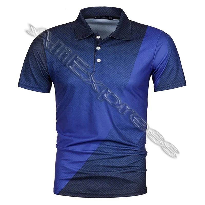 

2025Casual Fashion Polo Shirt Men's ClothingLapel Short SleevesT-shirt3DPrinted Dot Stripe Square Fitness Outdoor Loose T Shirts