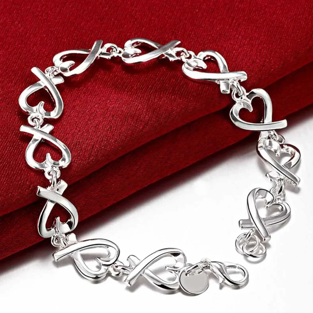 

Zhubobo Fashion 925 Sterling Silver Jewelry Heart Bracelet For Women Wedding