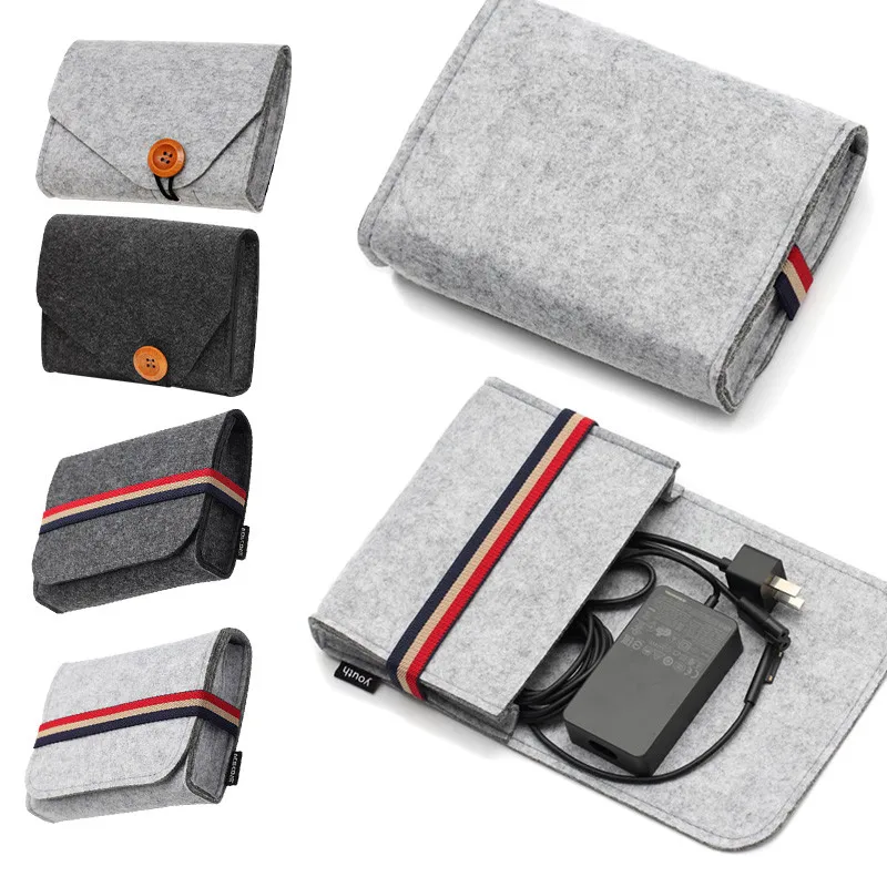 Home Storage Organizer Key Coin Package Mini Portable Felt Pouch auricolare Power Bank cavo dati Travel Organizer Storage Bag