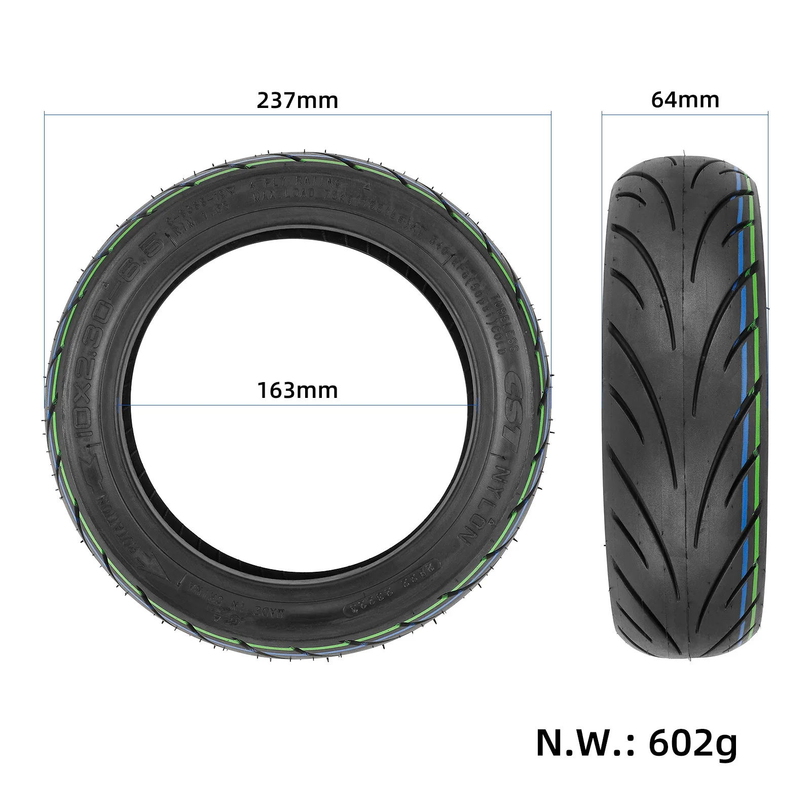 Scooter Parts 10x2.3-6.5 Tubeless Tire for NIU KQi 2 Pro Electric Scooter 10x2.3 Vacuum tire Accessories