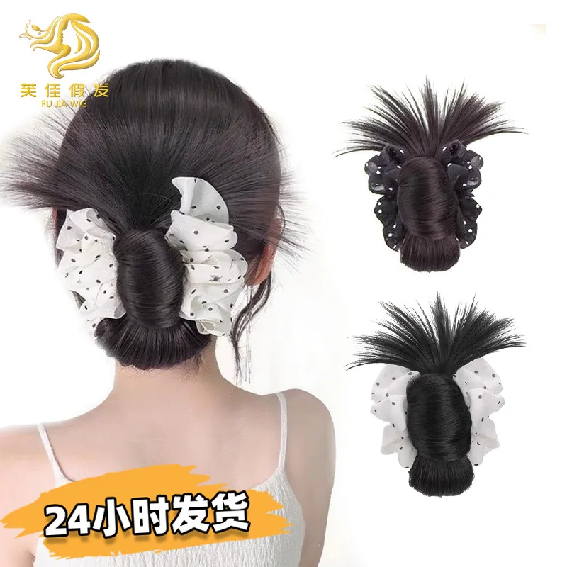 ربطة عنق منخفضة باللونين الأبيض والأسود كعكة ريشة منقطة قطعة شعر بمشبك مخلب كليب كسول جو كعكة تصفيف شعر طبيعي رقيق