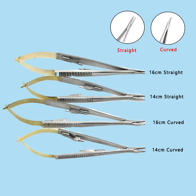 

14Cm/16Cm Dental Orthodontic Castroviejo Needle Holders with Lock Straight/curved Microsurgery Instruments Dentis Tools