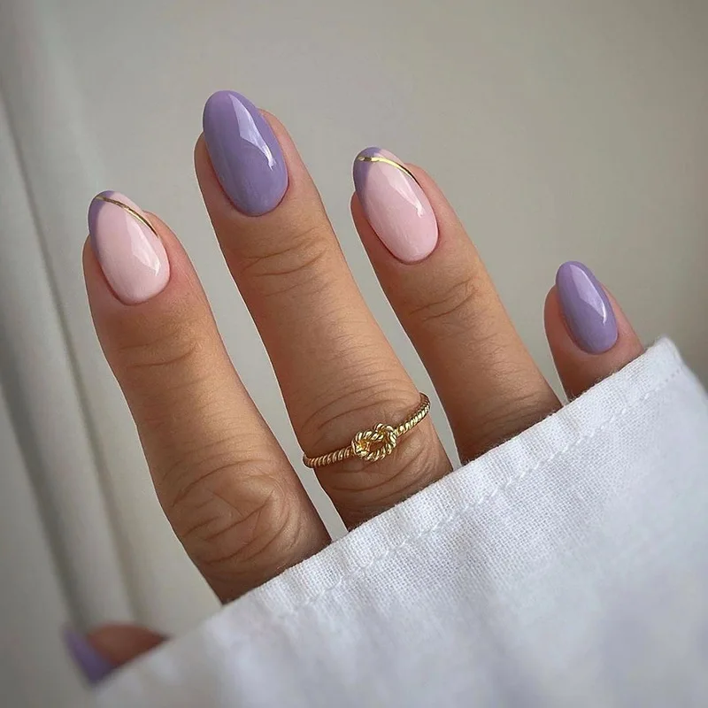 24 pezzi stampa corta di mandorla sulle unghie finte bianco francese cuore d'amore unghie finte polvere lucida paillettes riutilizzabili copertura completa punte per unghie artistiche