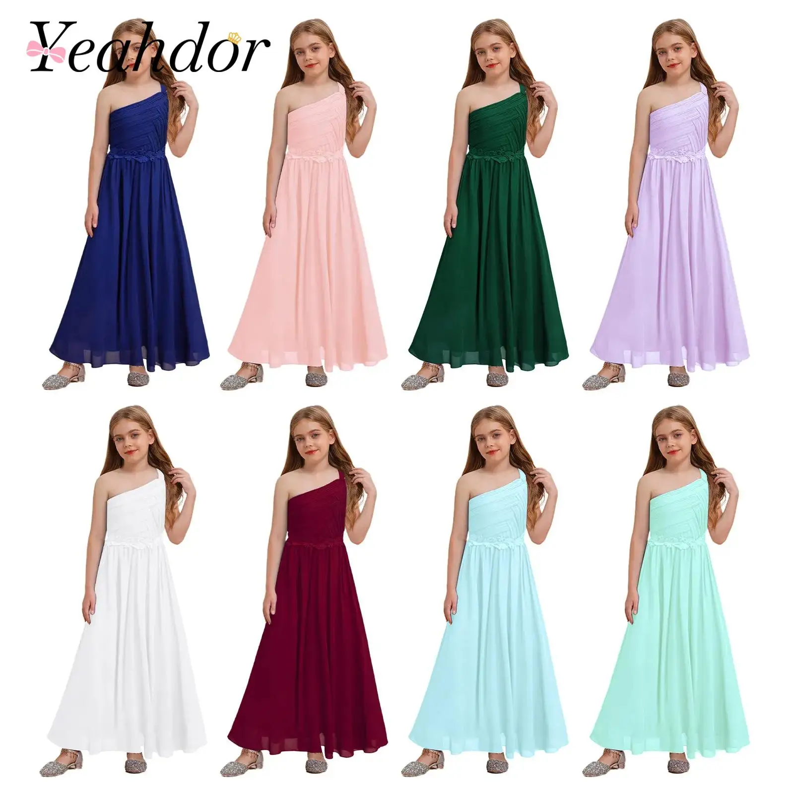 2026 Wedding Party Flower Girl Dresses Elegant Children Dress for Girls One Shoulder Lyrical Dance Dress Holy Communion Costume