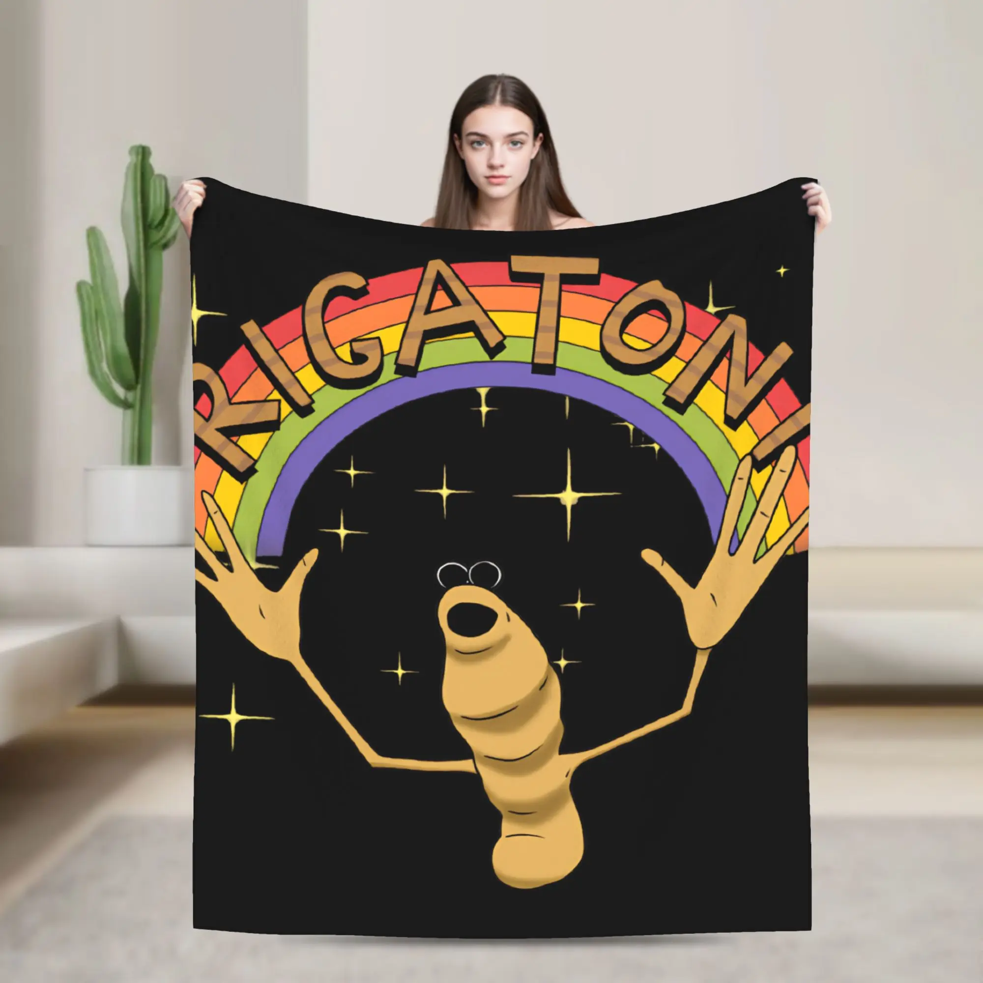 

Marcus the Worm Rigatoni Warm Blanket Airplane Travel Plush Throw Blanket Novelty Couch Chair Flannel Bedspread Sofa Bed Cover