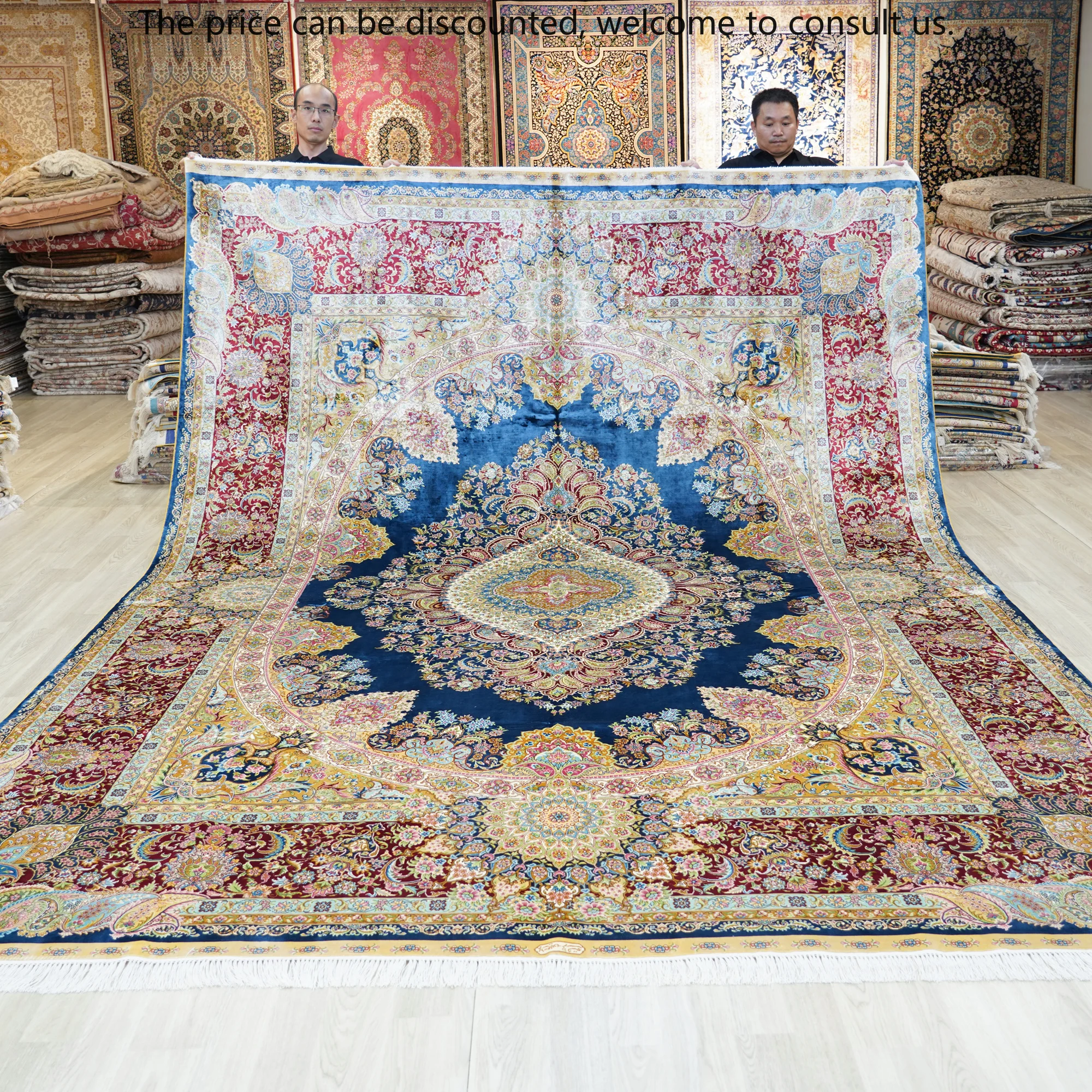 9x12ft Made In Turkish Carpets Eco China Flower Cutt Tashkent Hand Silk Carpet For Wall