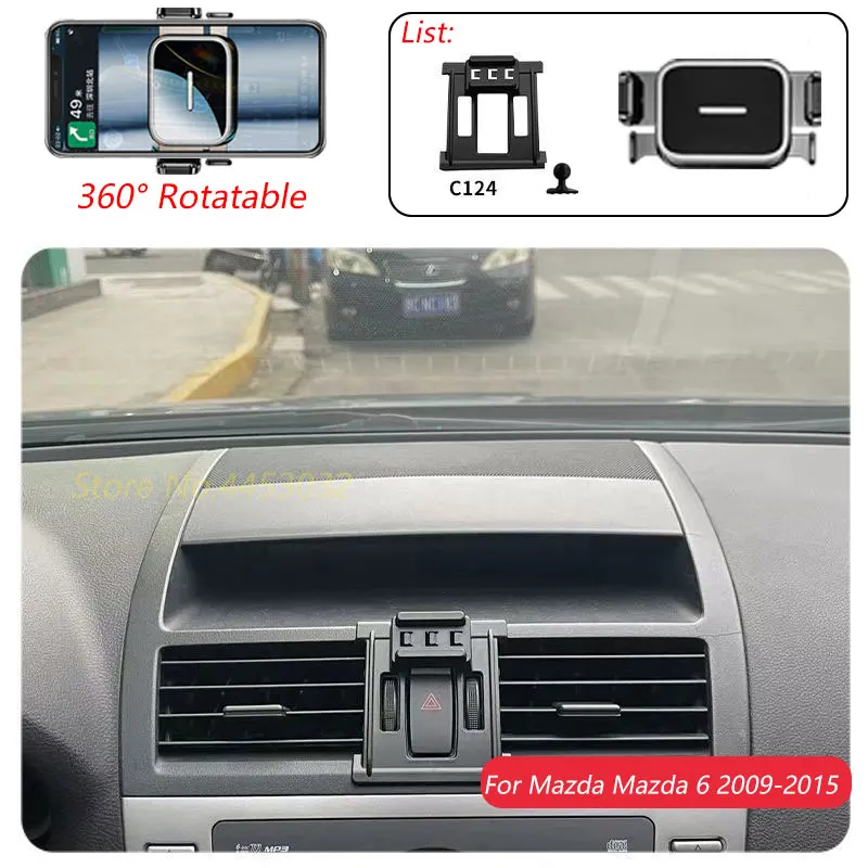 1 Suit Car Phone Holder For Mazda 6 GH1 GH2 2009-2015 Air Outlet Rotatable Stand Mounts One-handed operation Bracket Accessories