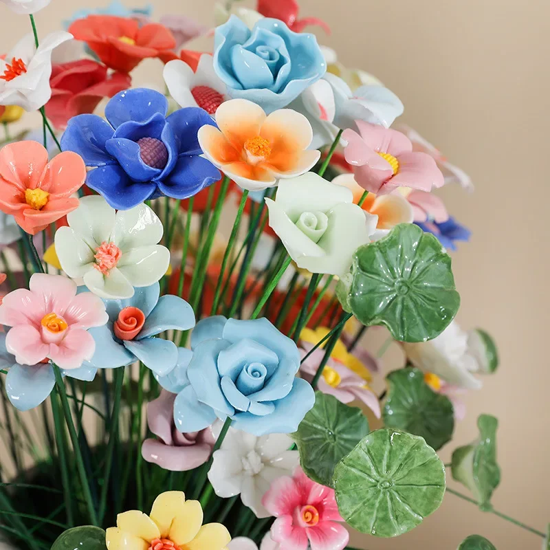 1 conjunto de flores de simulação de cerâmica artesanal de alta temperatura premium vida eterna flores decorativas adequadas para presentes decoração de casa