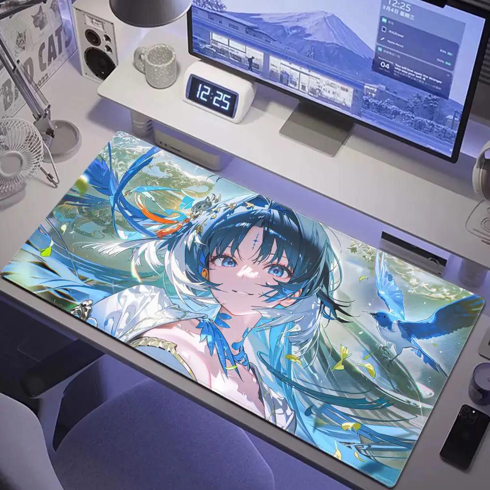 HD Gaming Wuthering Waves Yangyang Xuanling Mouse Pad HYBXAXC Cute Desk Pad Extended Keyboard Mat Large XXL Gamer Mousepad 90x40